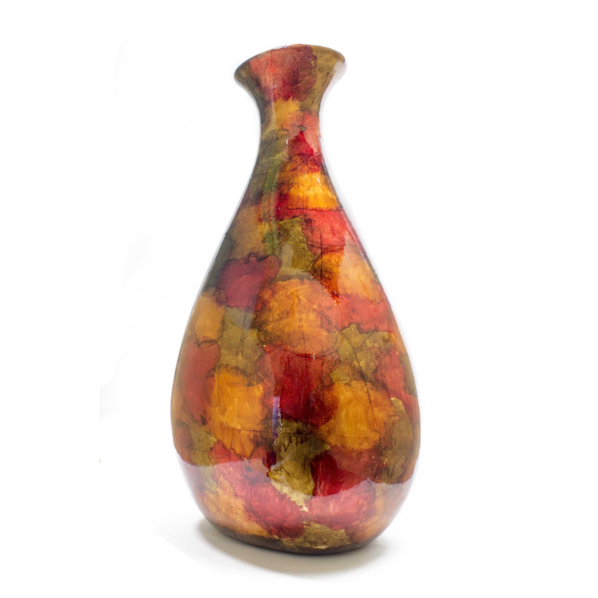 9" X 6.25" X 18.5" Copper Red and Gold Ceramic Floor Vase