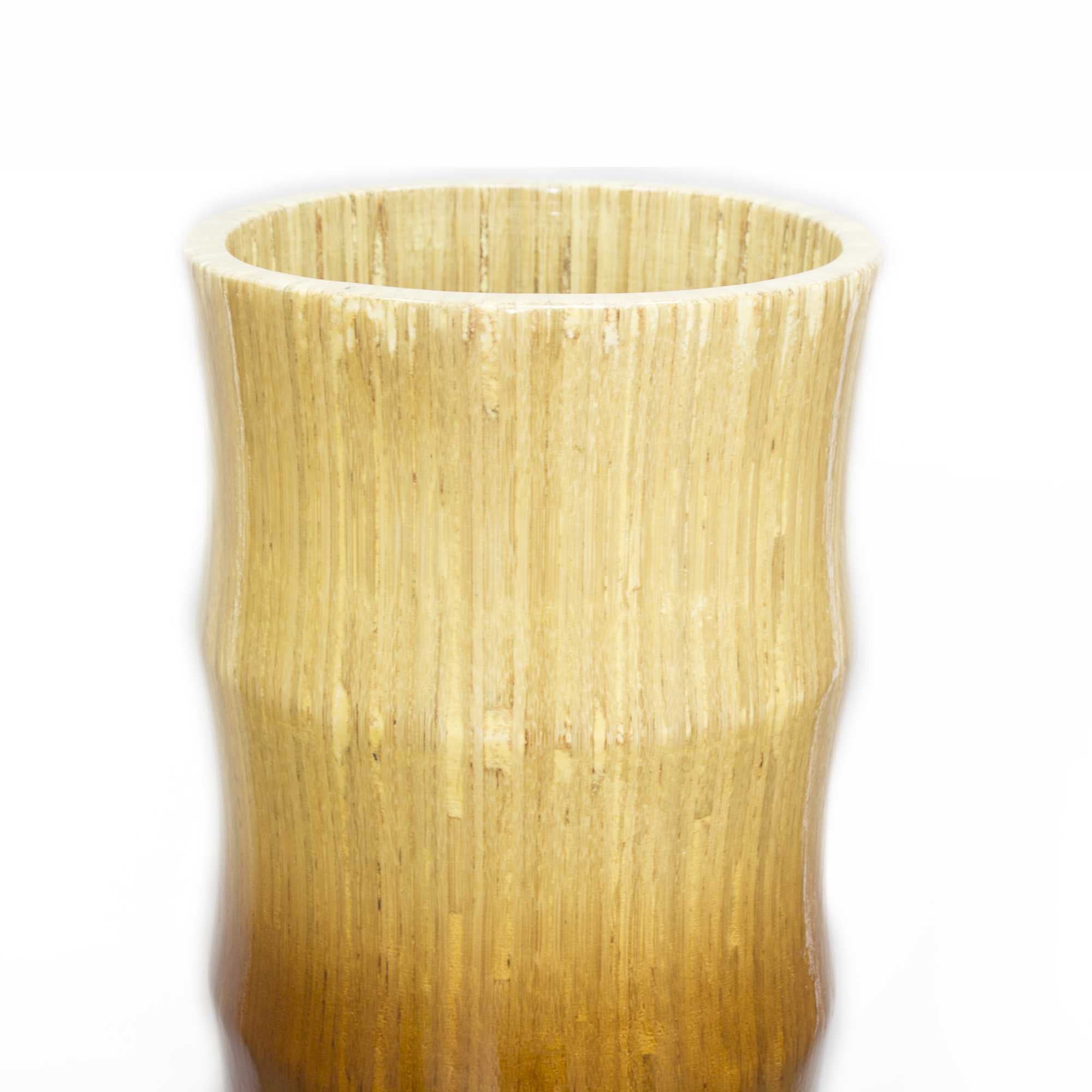 7" X 7" X 24" Turquoise  Copper and Bronze Bamboo Bamboo Chute Vase