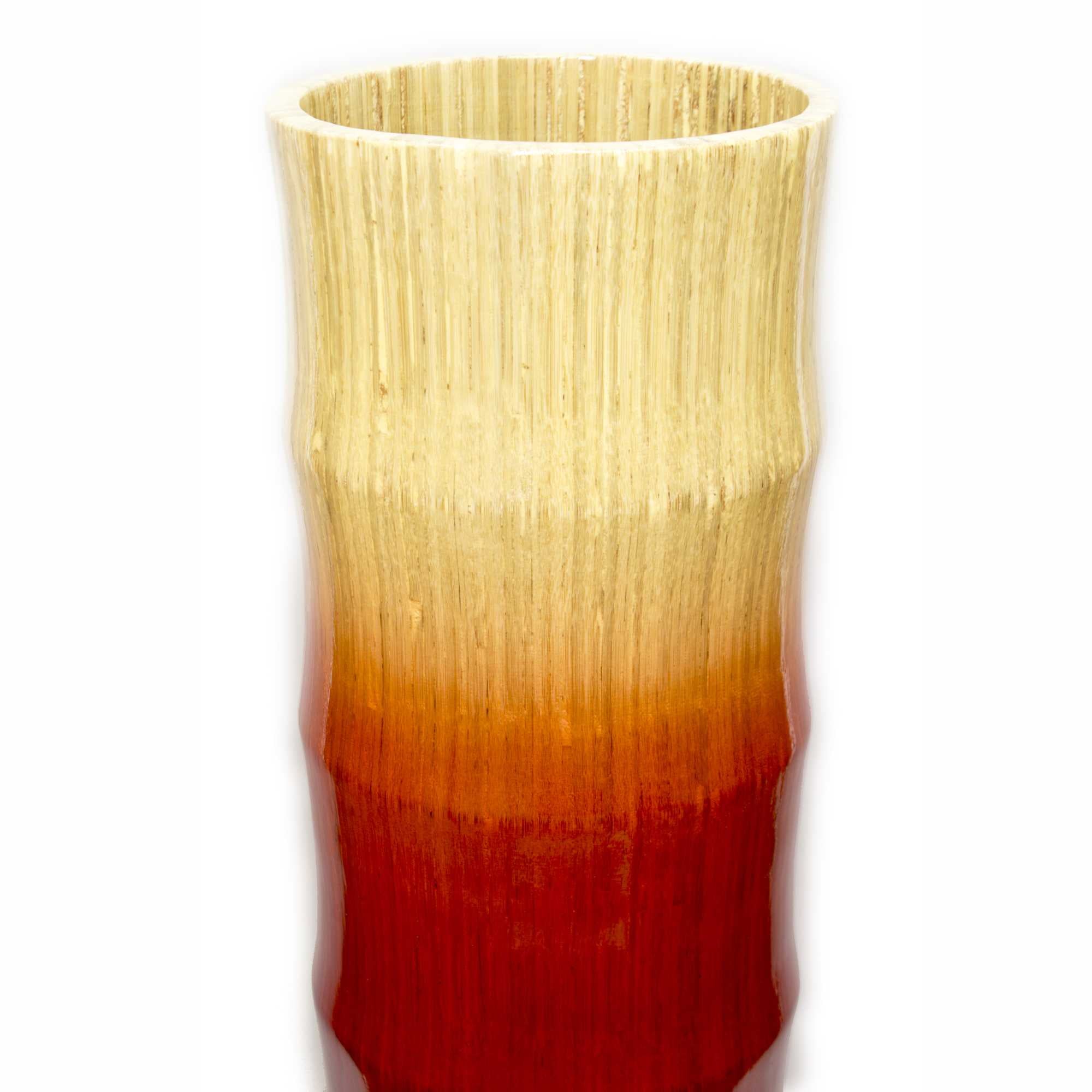 7" X 7" X 24" Turquoise  Copper and Bronze Bamboo Bamboo Chute Vase