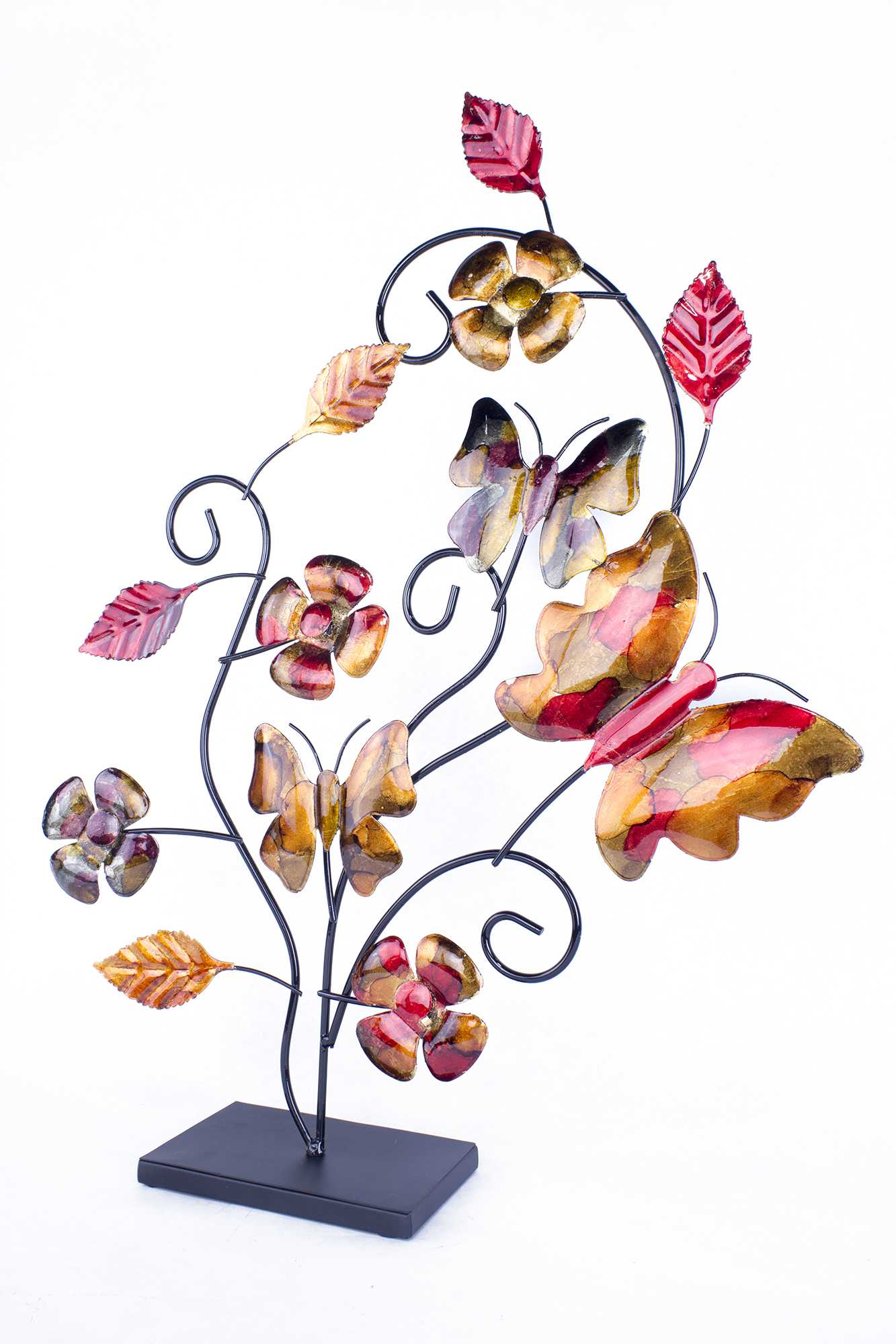 15.75" X 4" X 20.5" Multi Color with Distressed Wood Metal Table Object