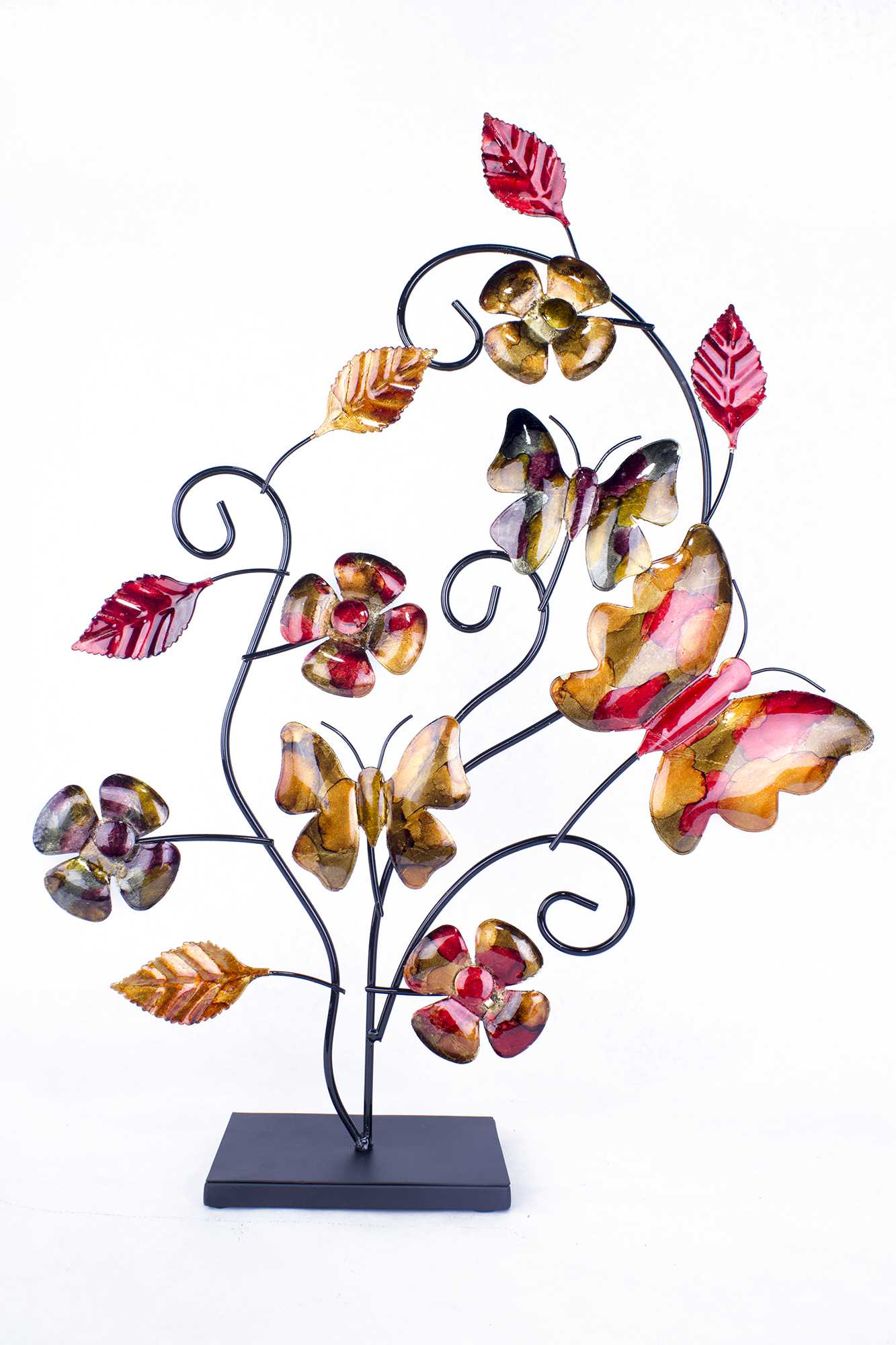 15.75" X 4" X 20.5" Multi Color with Distressed Wood Metal Table Object