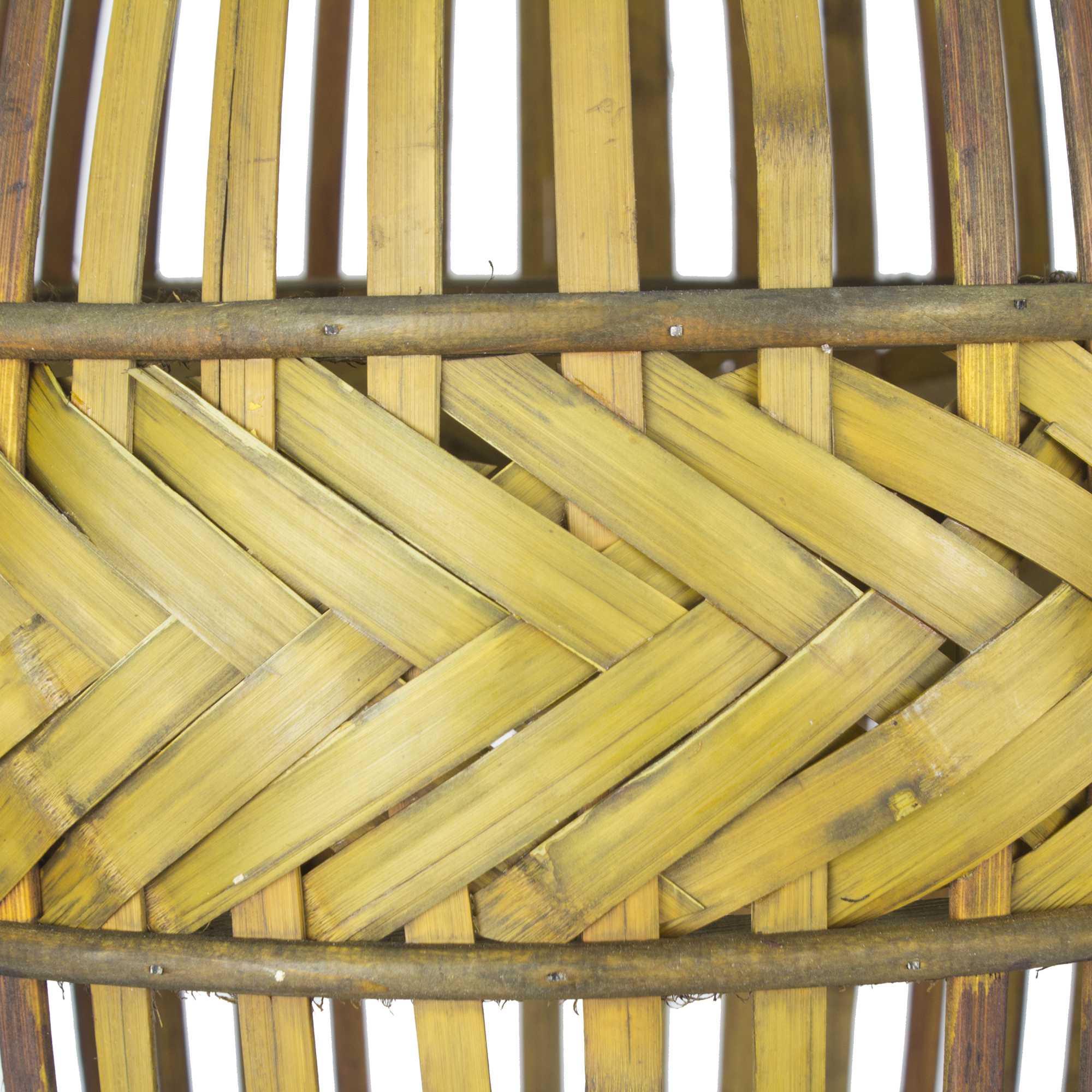 11.5" X 11.5" X 33.25" Gray with Distressed Wood Bamboo Metal Vase with a Decoaritve Band