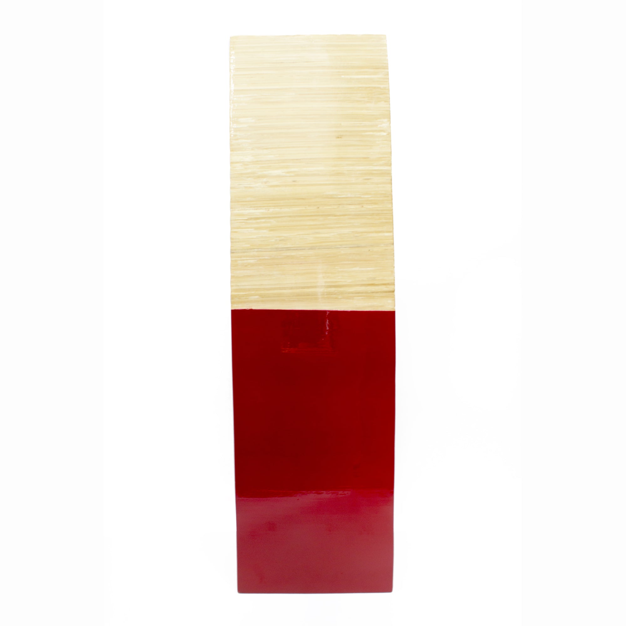 6.75" X 6.75" X 24" Natural Wood Bamboo Vase with Tones