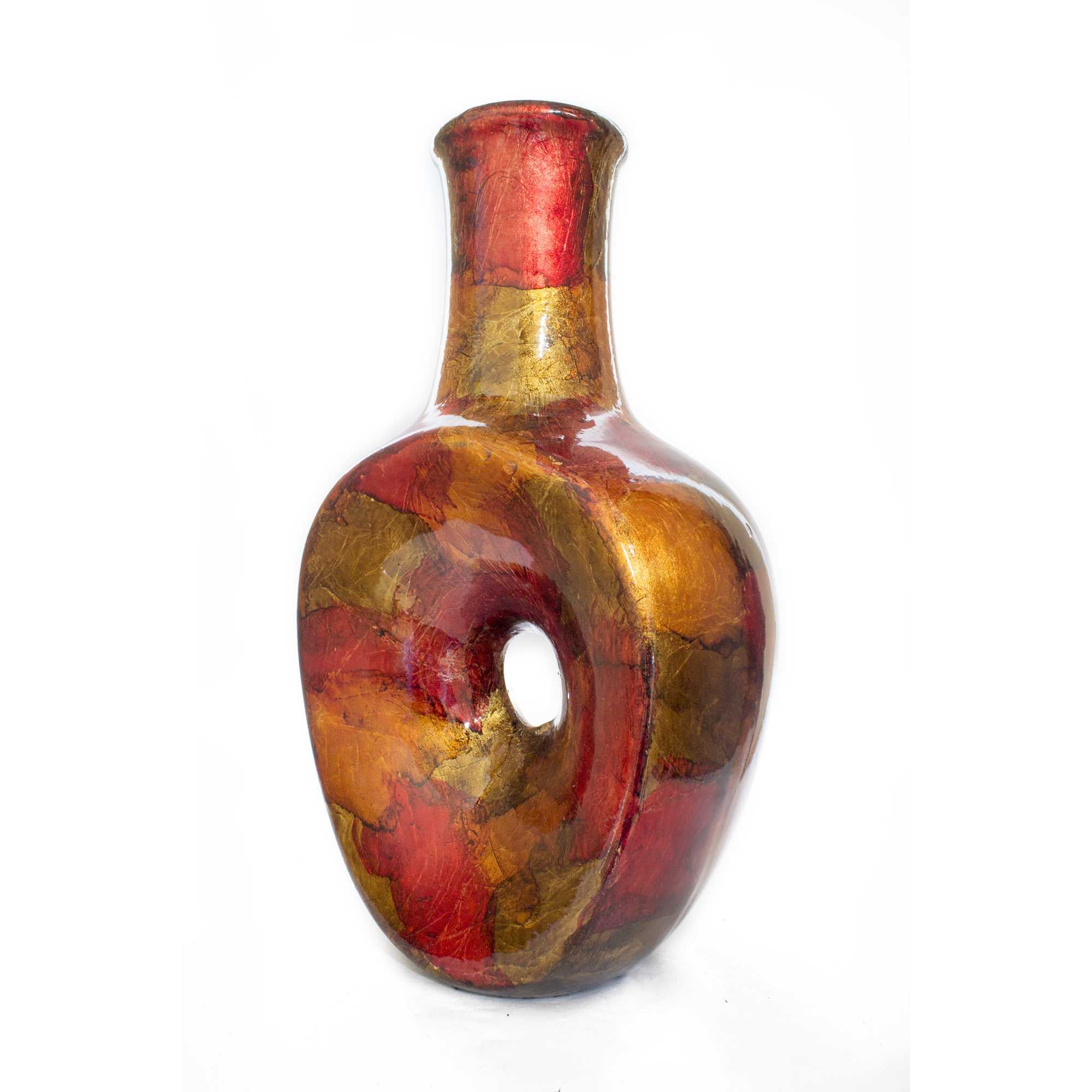 8.5" X 5.5" X 14.5" Champagne Ceramic Table Vase