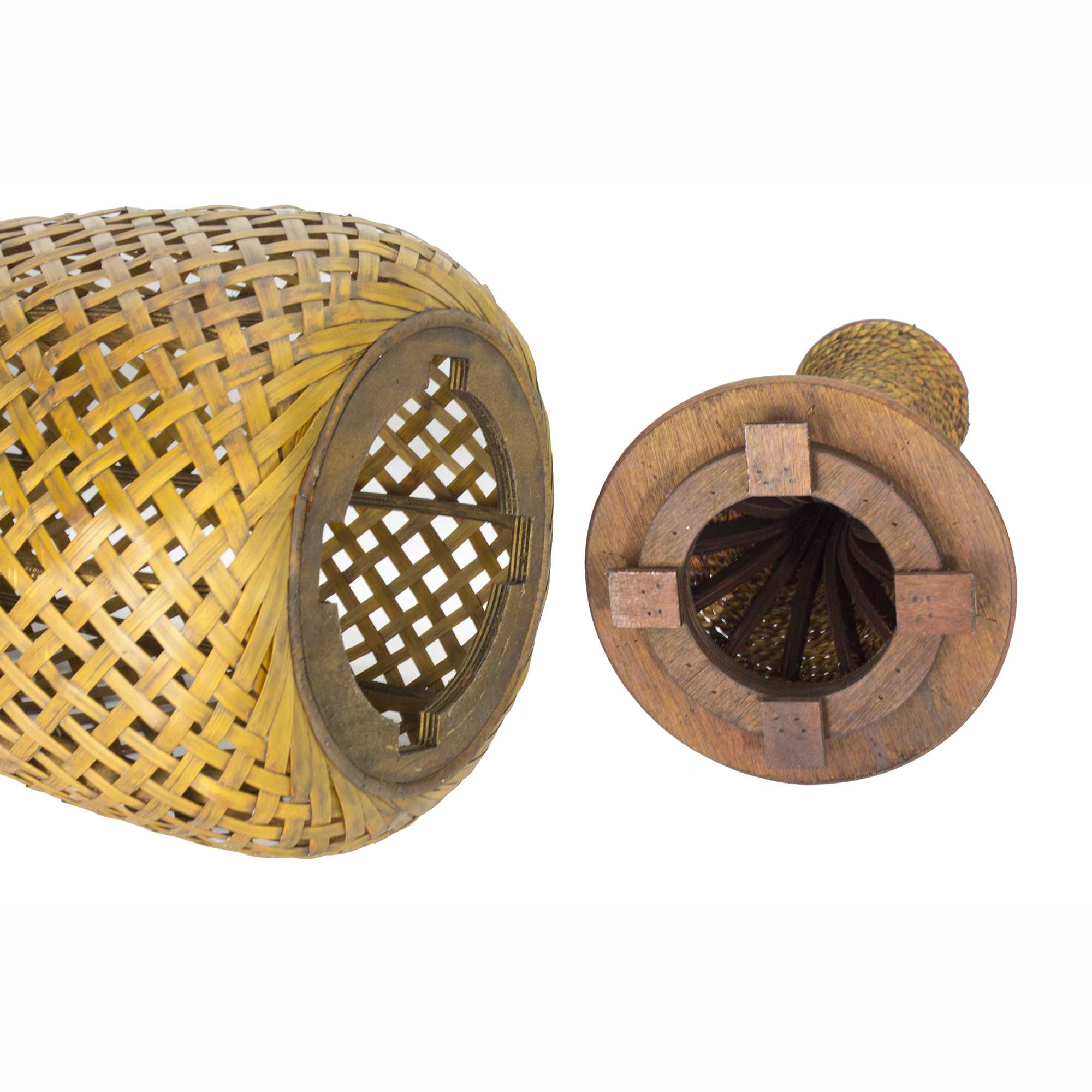 12" X 12" X 41" Brown Bamboo  Metal Bamboo Vase