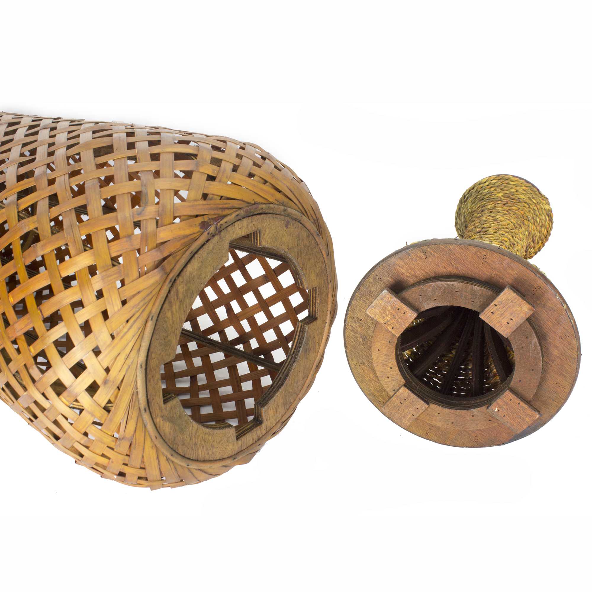 12" X 12" X 41" Brown Bamboo  Metal Bamboo Vase