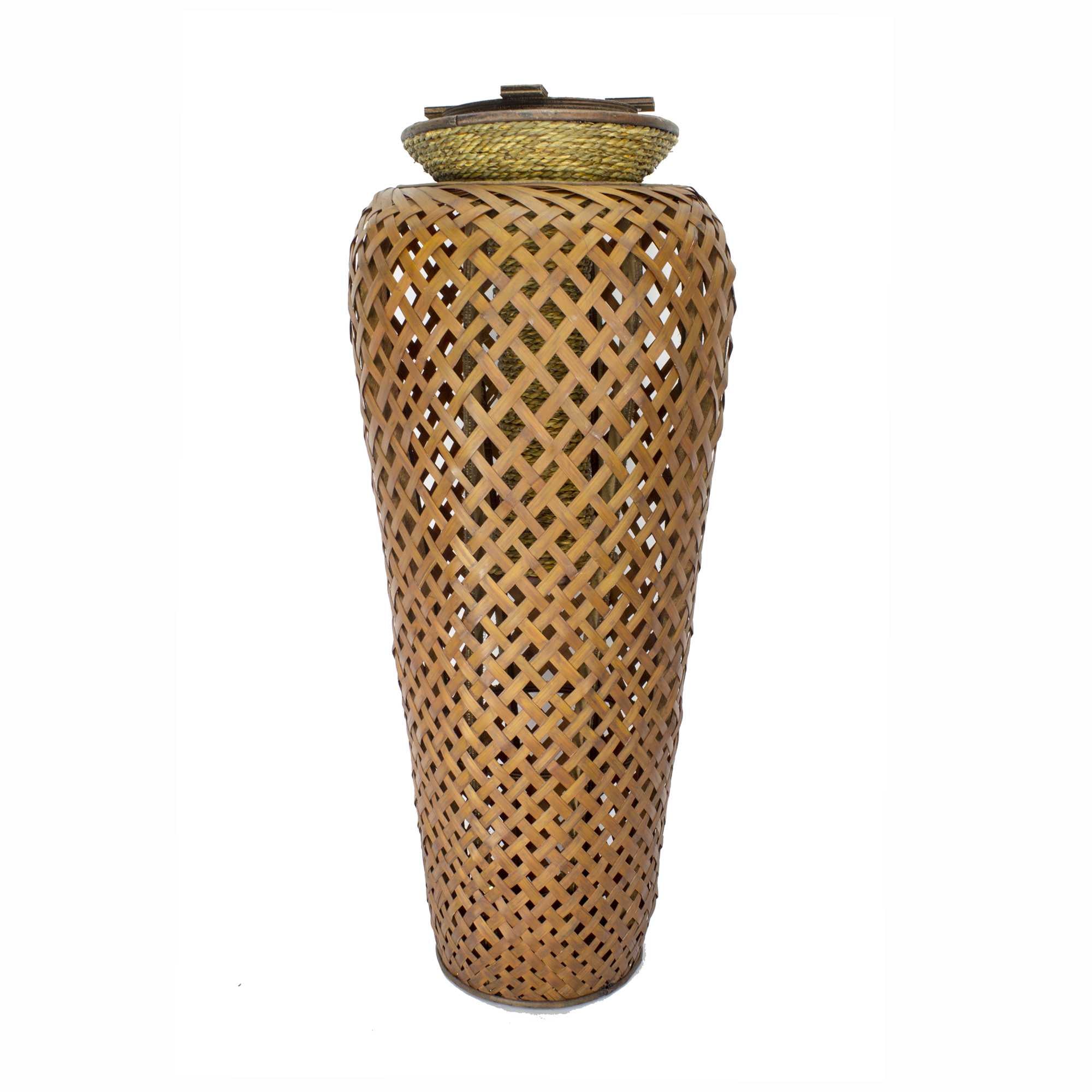 12" X 12" X 41" Brown Bamboo  Metal Bamboo Vase