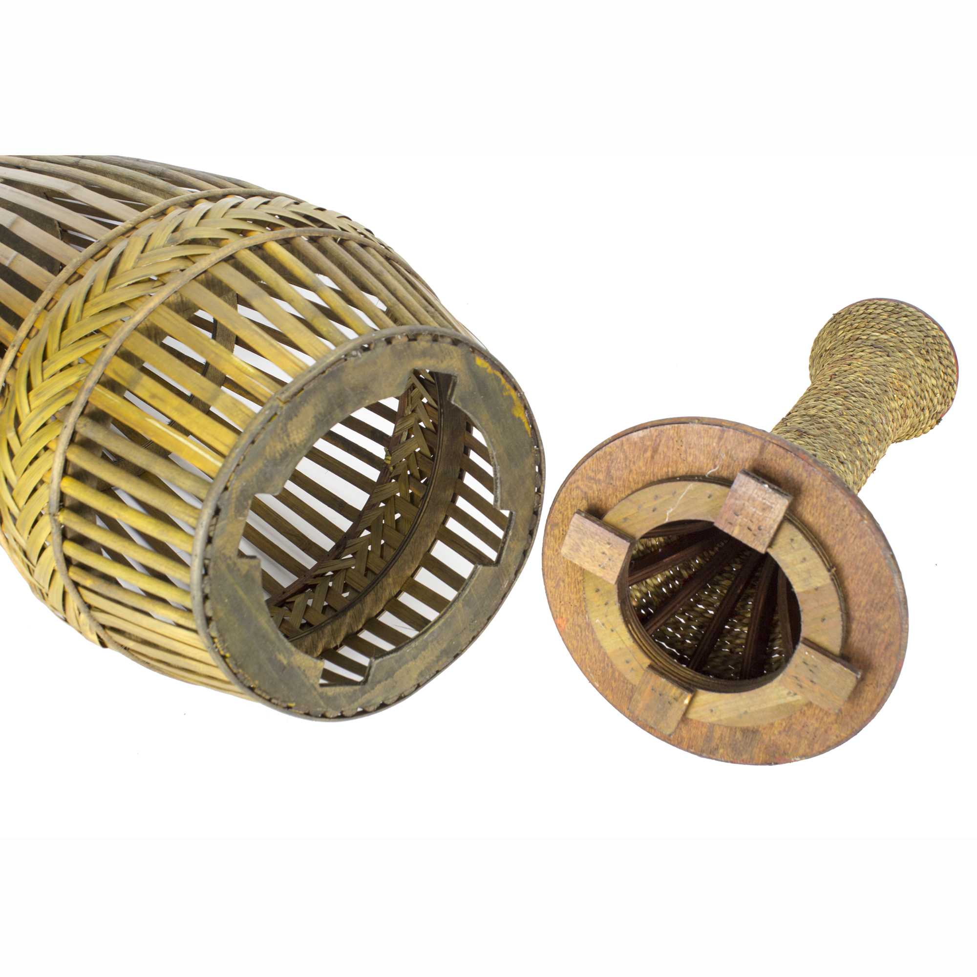 12" X 12" X 41.25" Champagne Bamboo Metal Vase with a Band