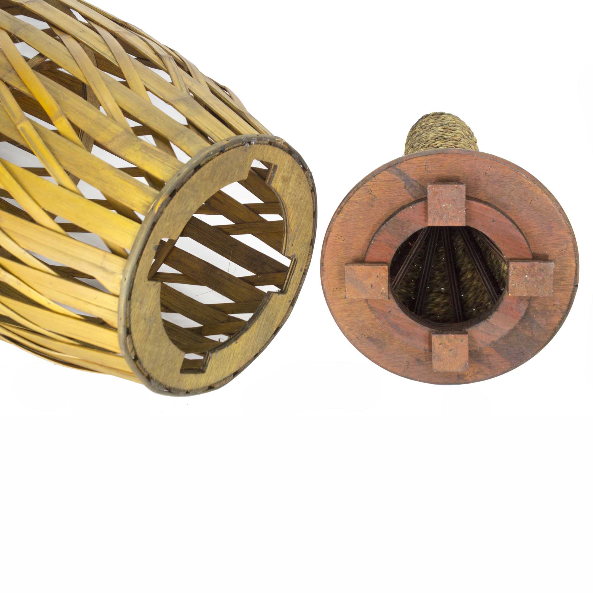 12" X 12" X 41" Brown Bamboo  Metal Bamboo Vase