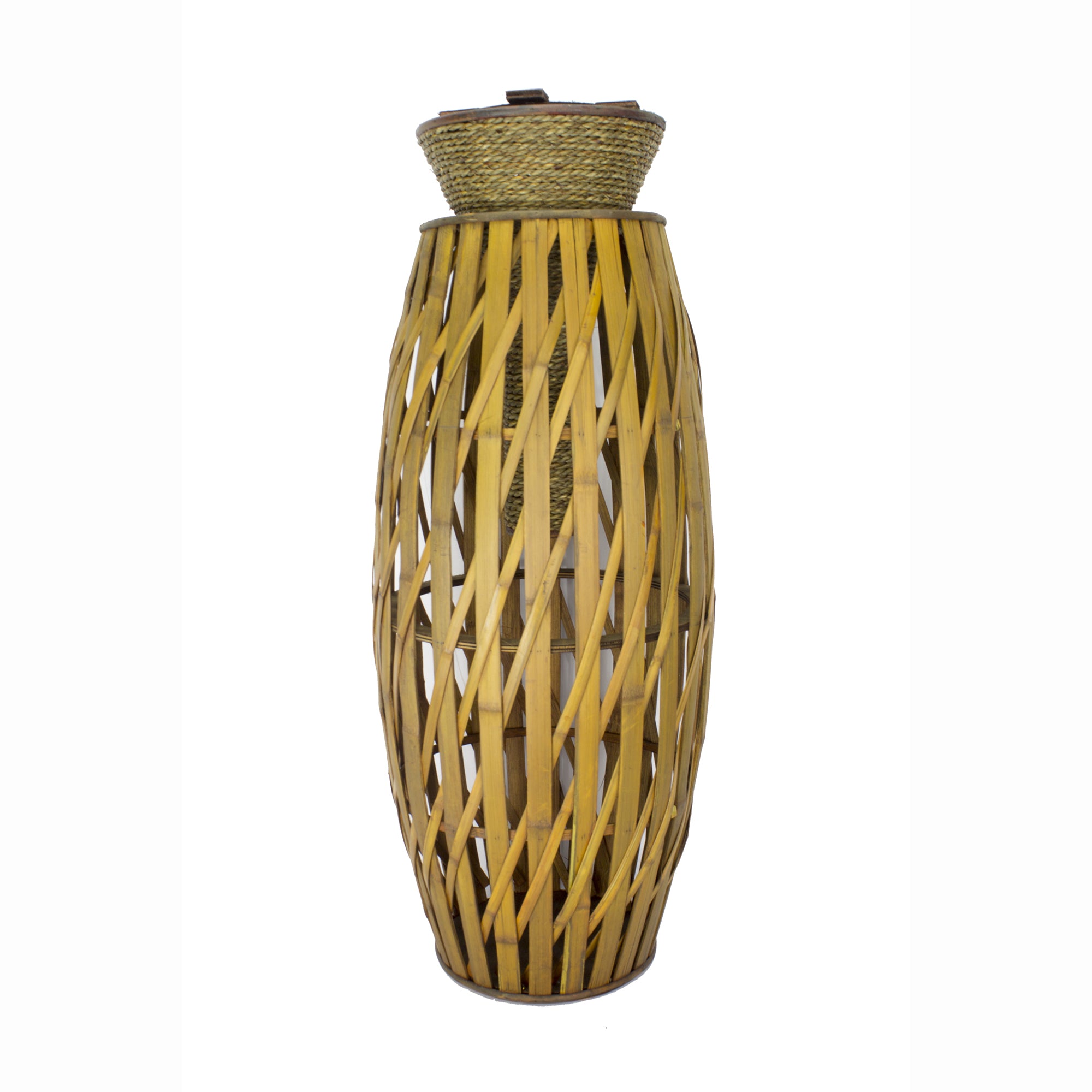 12" X 12" X 41" Brown Bamboo  Metal Bamboo Vase