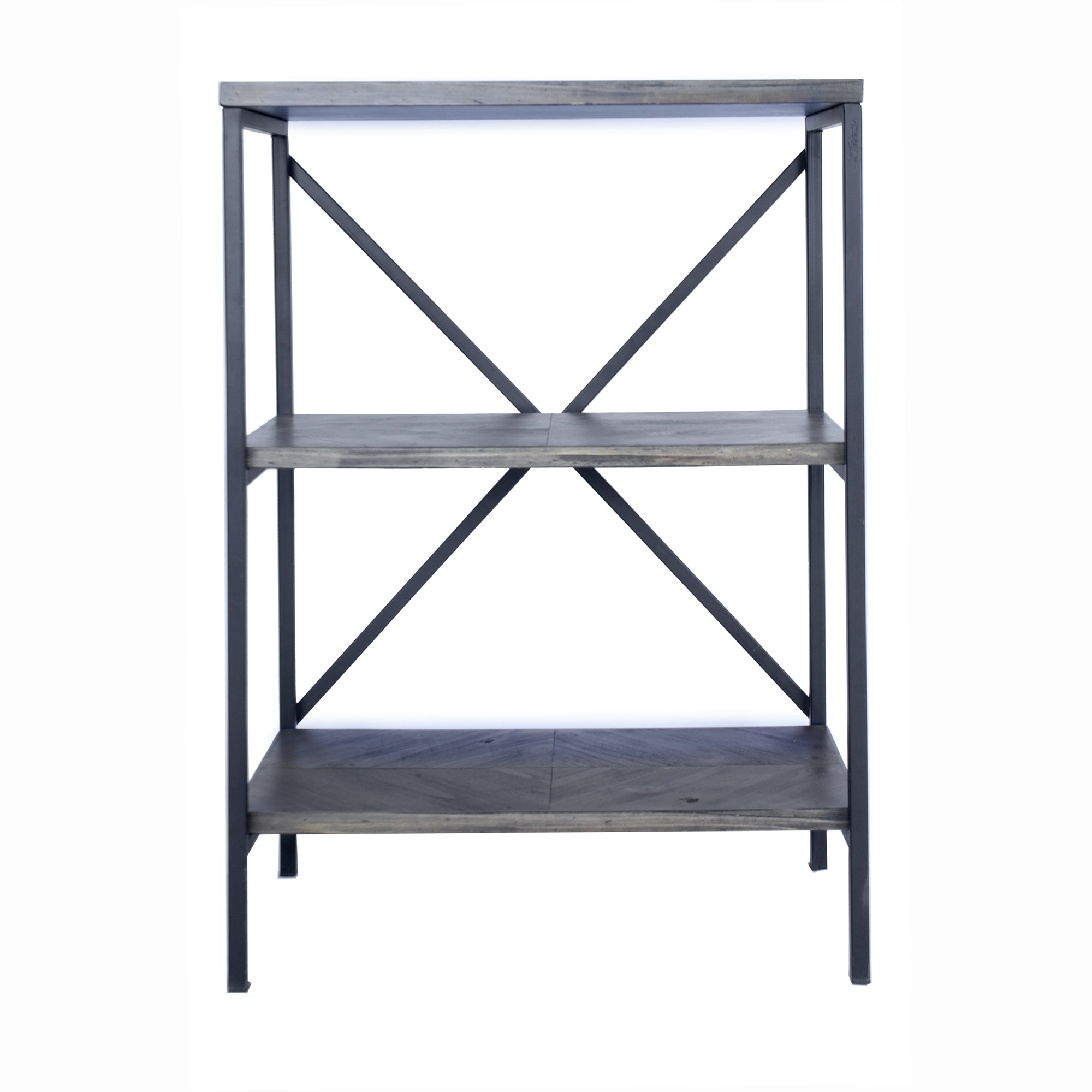 22" X 12" X 30.25" Grey Metal Wood MDF Bookcase with Shelves