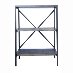 22" X 12" X 30.25" Grey Metal Wood MDF Bookcase with Shelves