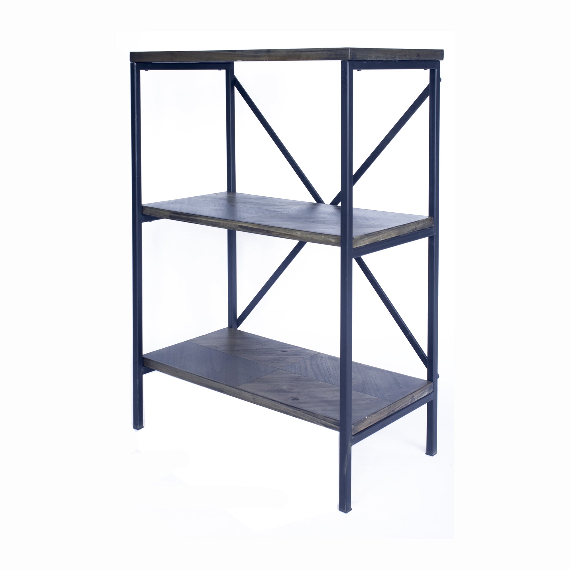 22" X 12" X 30.25" Grey Metal Wood MDF Bookcase with Shelves