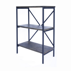22" X 12" X 30.25" Grey Metal Wood MDF Bookcase with Shelves