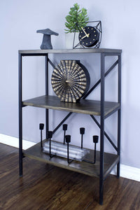 22" X 12" X 30.25" Grey Metal Wood MDF Bookcase with Shelves