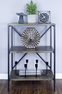 22" X 12" X 30.25" Grey Metal Wood MDF Bookcase with Shelves