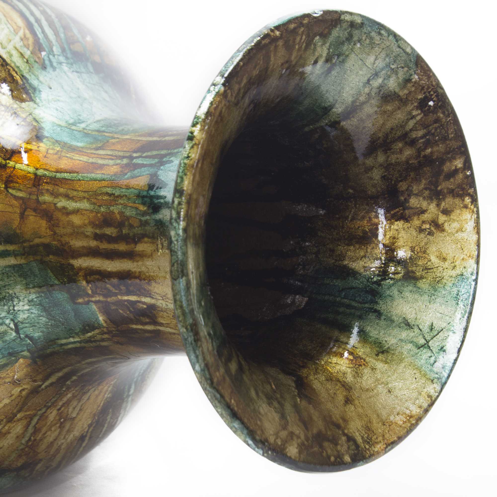 11" X 11" X 23" Brown Ceramic Floor Vase