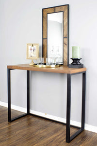 41.25" X 16" X 30" Natural Metal Wood MDF Console Table