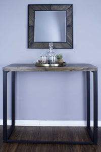 41.25" X 16" X 30" Grey Metal Wood MDF Modern Industrial Wood Console Table