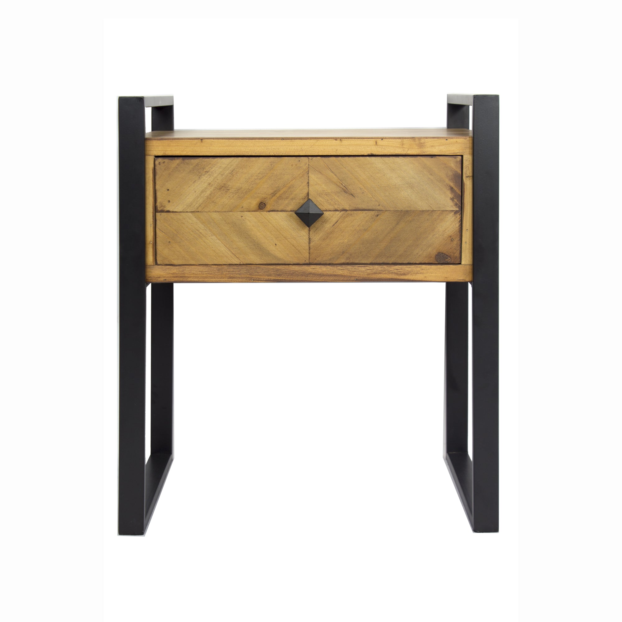 20" X 14.25" X 23.5" Gray Metal Wood MDF End Table with a Drawer