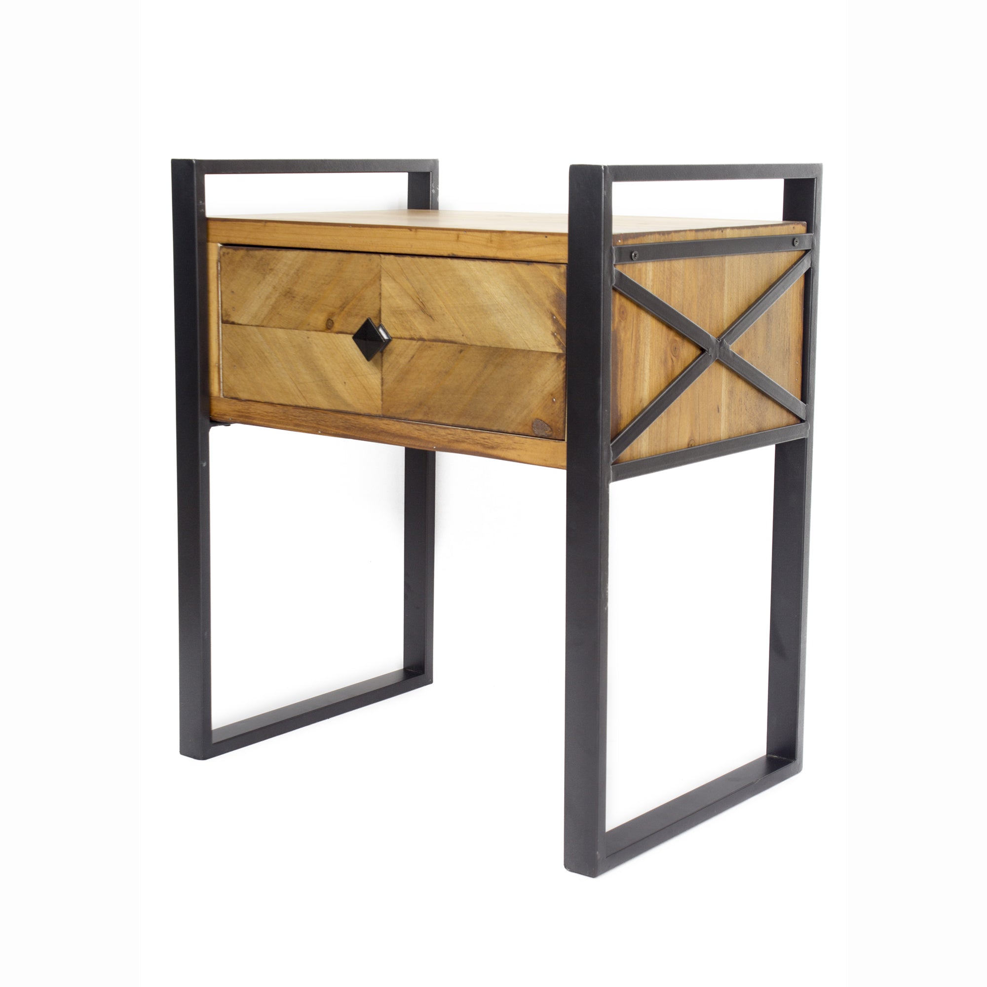 20" X 14.25" X 23.5" Gray Metal Wood MDF End Table with a Drawer