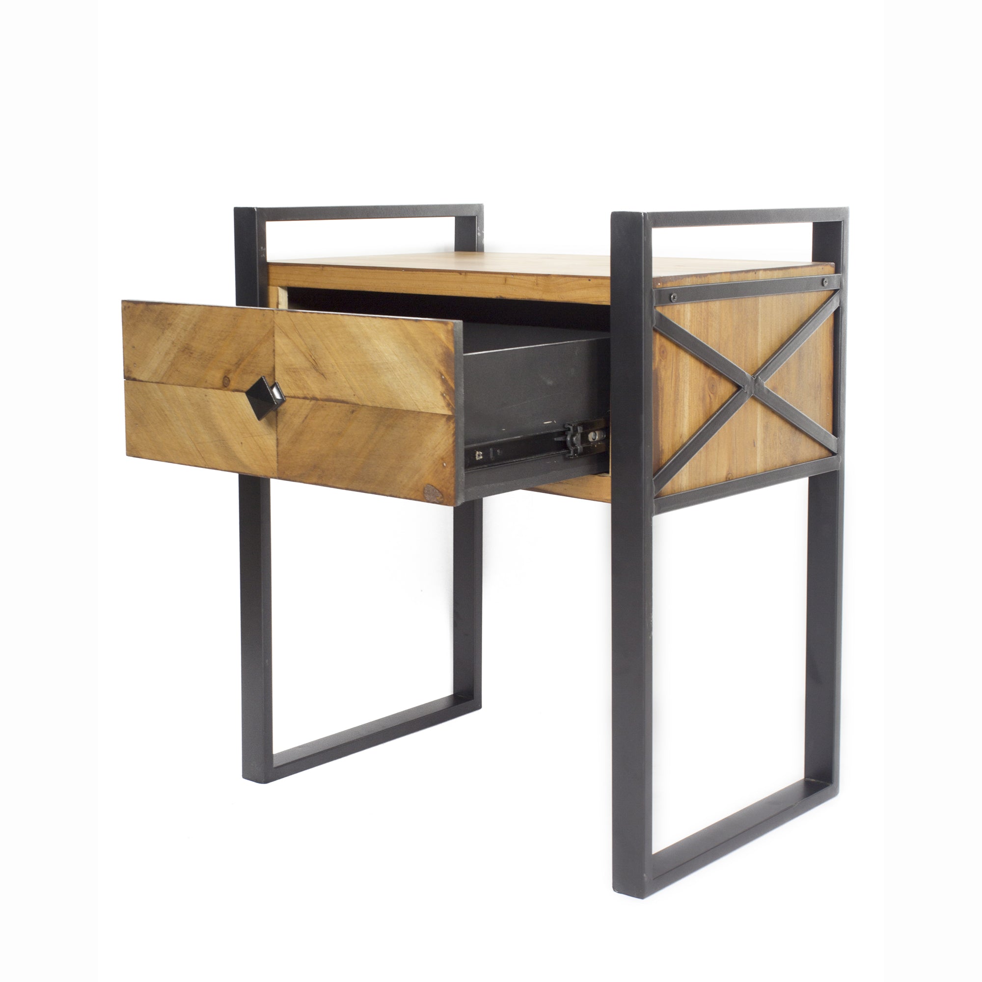 20" X 14.25" X 23.5" Gray Metal Wood MDF End Table with a Drawer