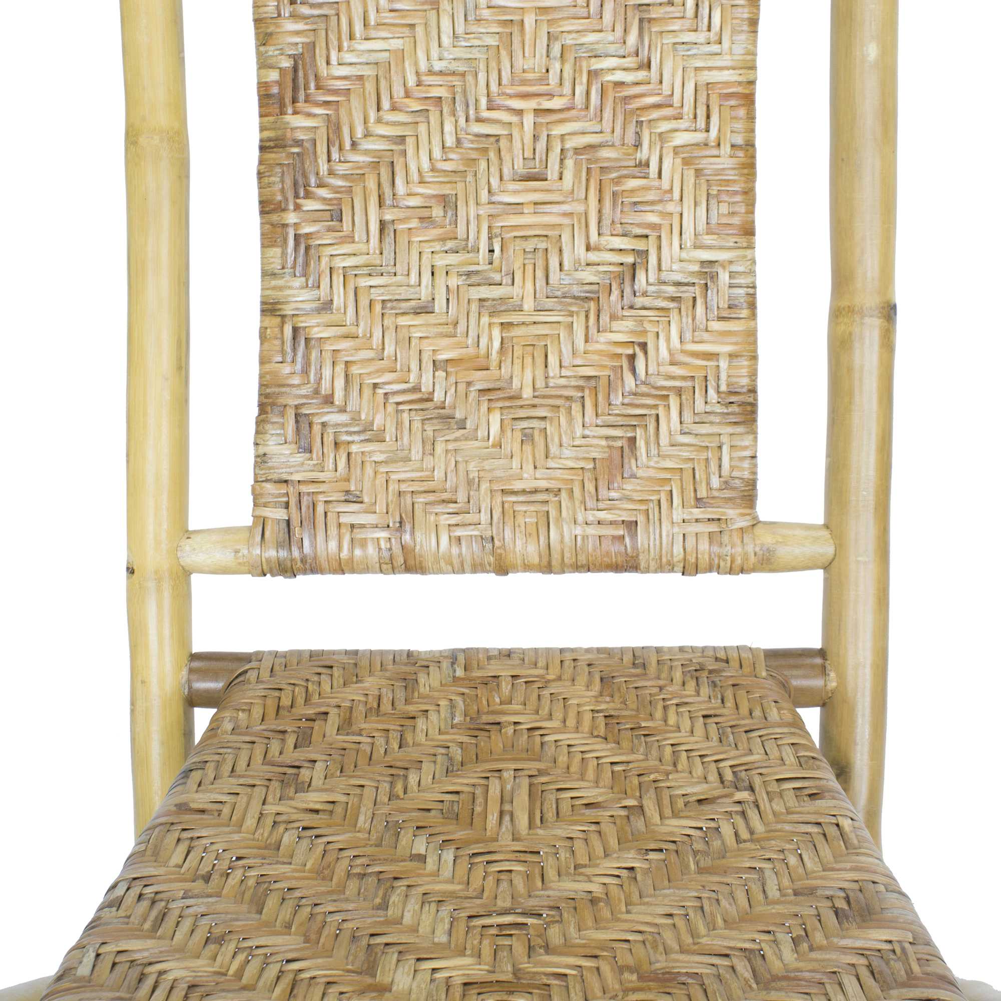 20" X 15" X 36" Gray Bamboo Folding Chairs with Rattan Skin Diamond Weave