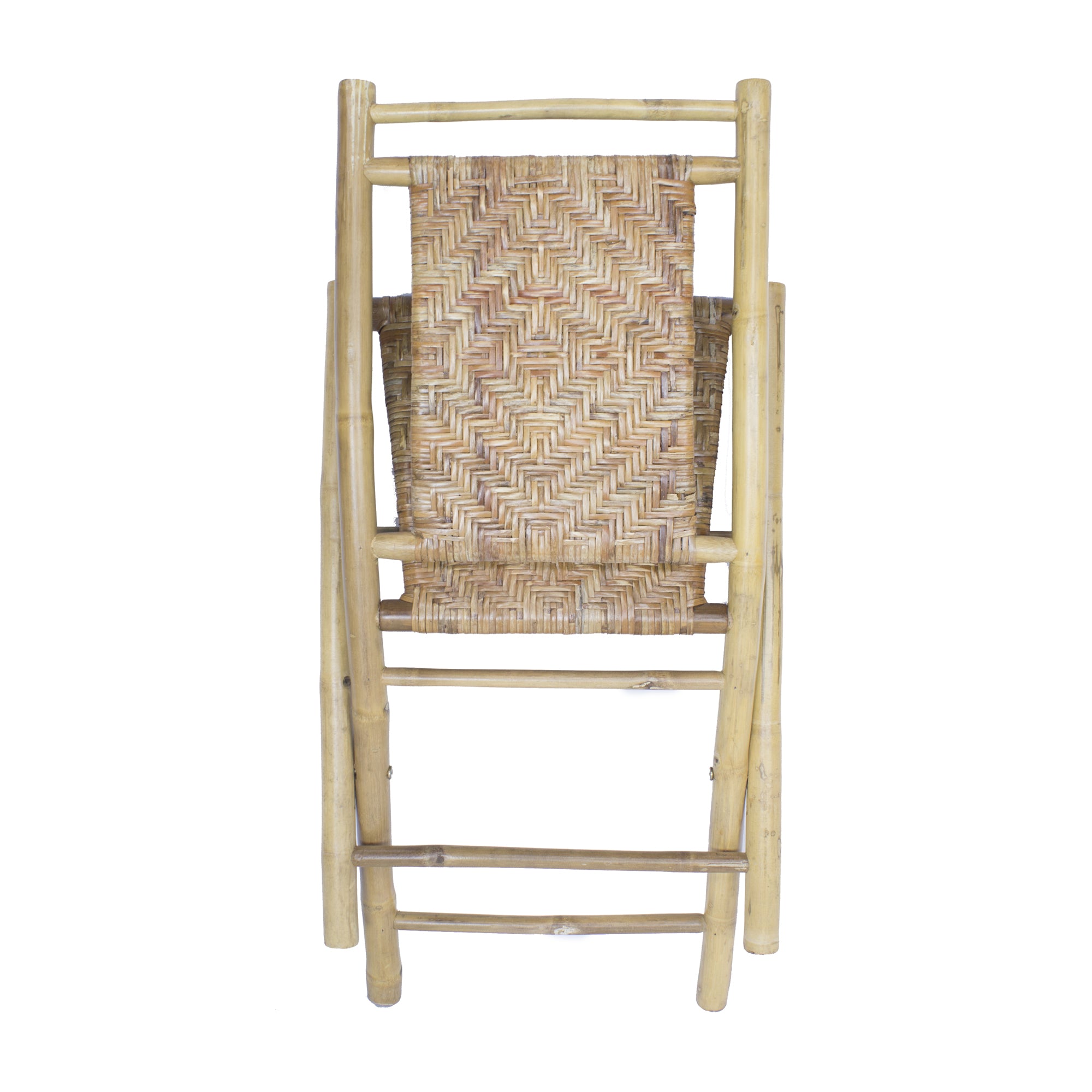 20" X 15" X 36" Gray Bamboo Folding Chairs with Rattan Skin Diamond Weave