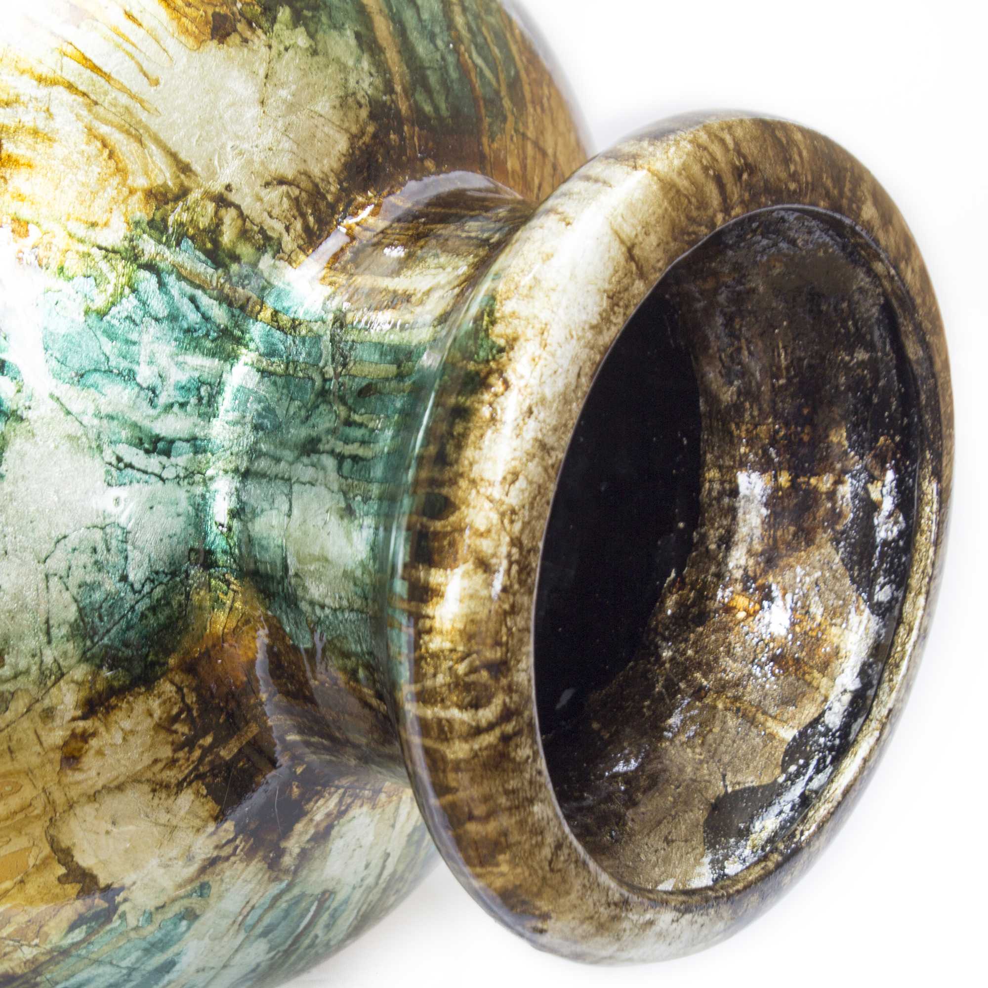 12" X 12" X 32" Brown Ceramic Floor Vase