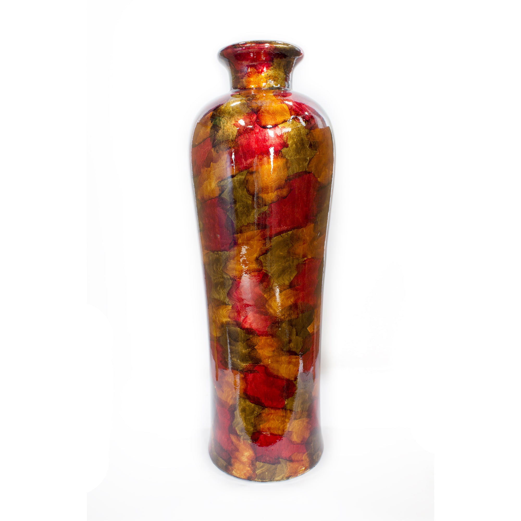 12" X 12" X 32" Multi Color Ceramic Floor Vase