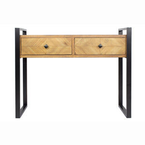 39.75" X 14.75" X 31.5" Brown Metal Wood MDF Console Table with Drawers