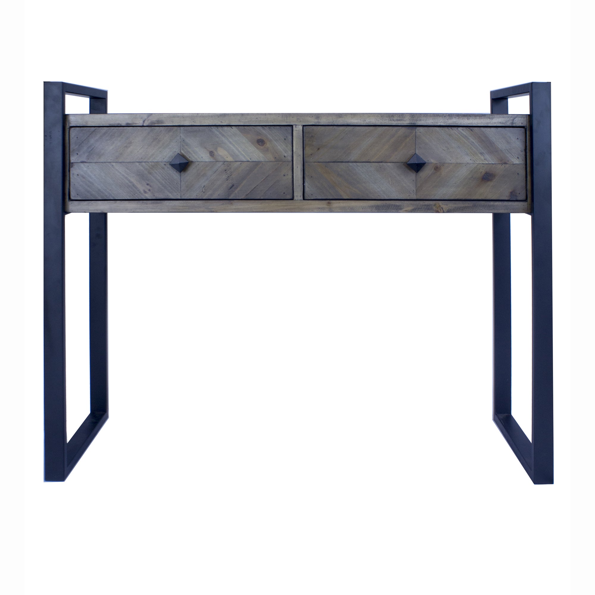 39.75" X 14.75" X 31.5" Matt Grey Metal Wood MDF Console Table with Drawers