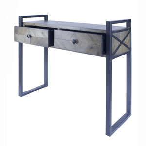39.75" X 14.75" X 31.5" Matt Grey Metal Wood MDF Console Table with Drawers