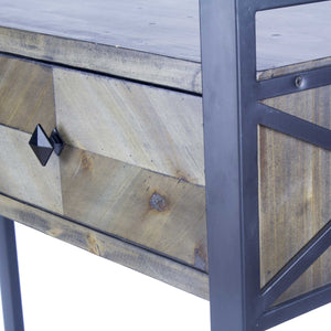 39.75" X 14.75" X 31.5" Matt Grey Metal Wood MDF Console Table with Drawers