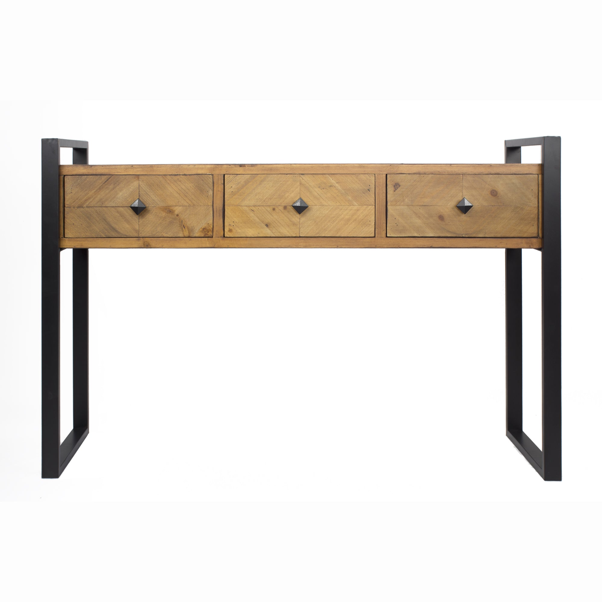 47.5" X 14.75" X 31.5" Brown Metal Wood MDF Console Table with Drawers