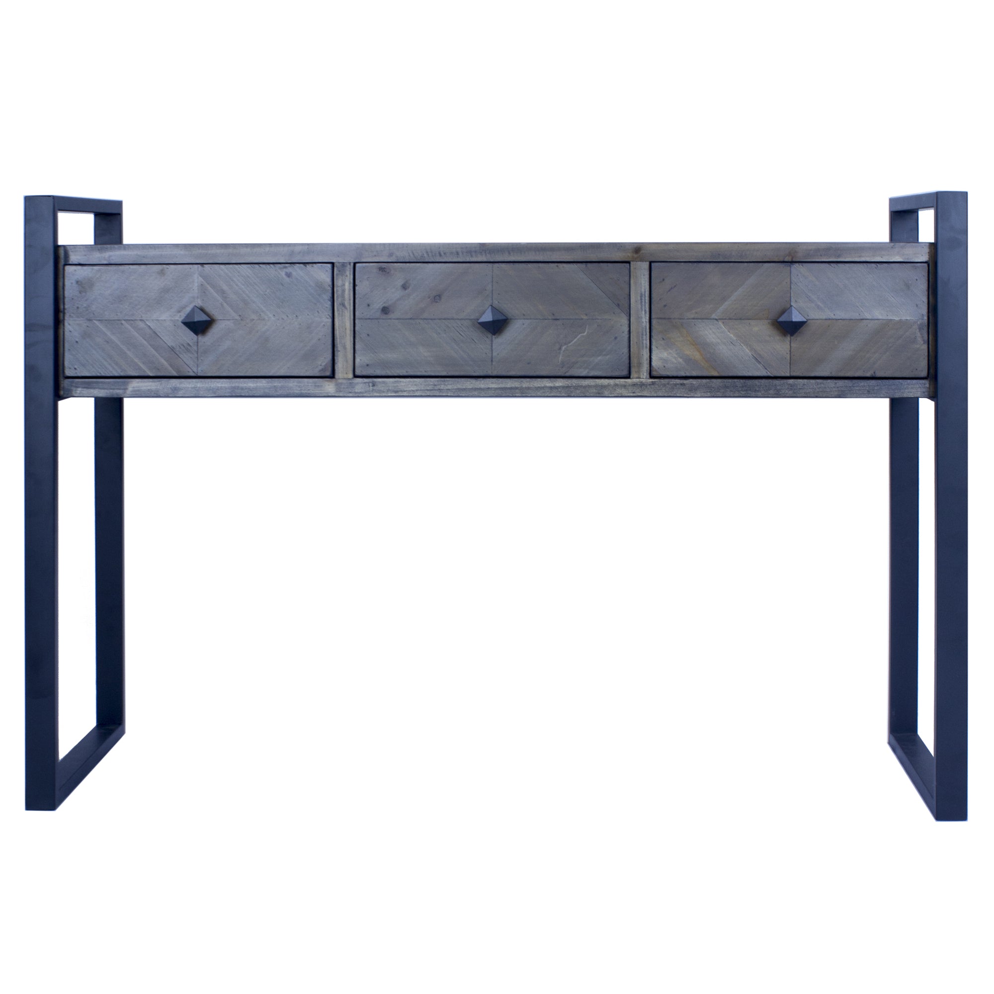 47.5" X 14.75" X 31.5" Matt Grey Metal Wood MDF Console Table with Drawers