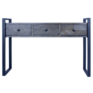 47.5" X 14.75" X 31.5" Matt Grey Metal Wood MDF Console Table with Drawers