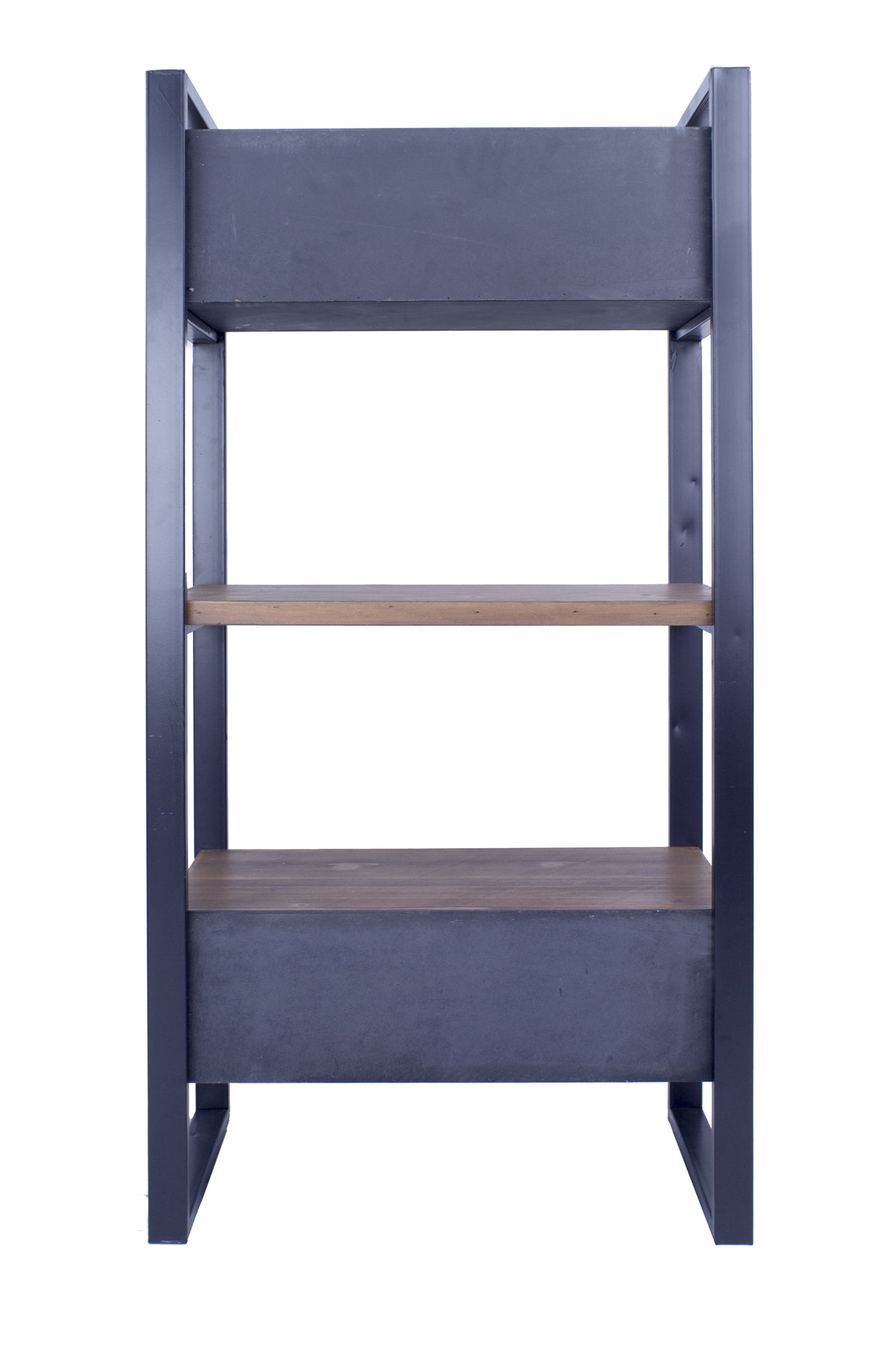 24" X 14.5" X 47.25" Brown Metal Wood MDF End Table with a Drawer and Shelves