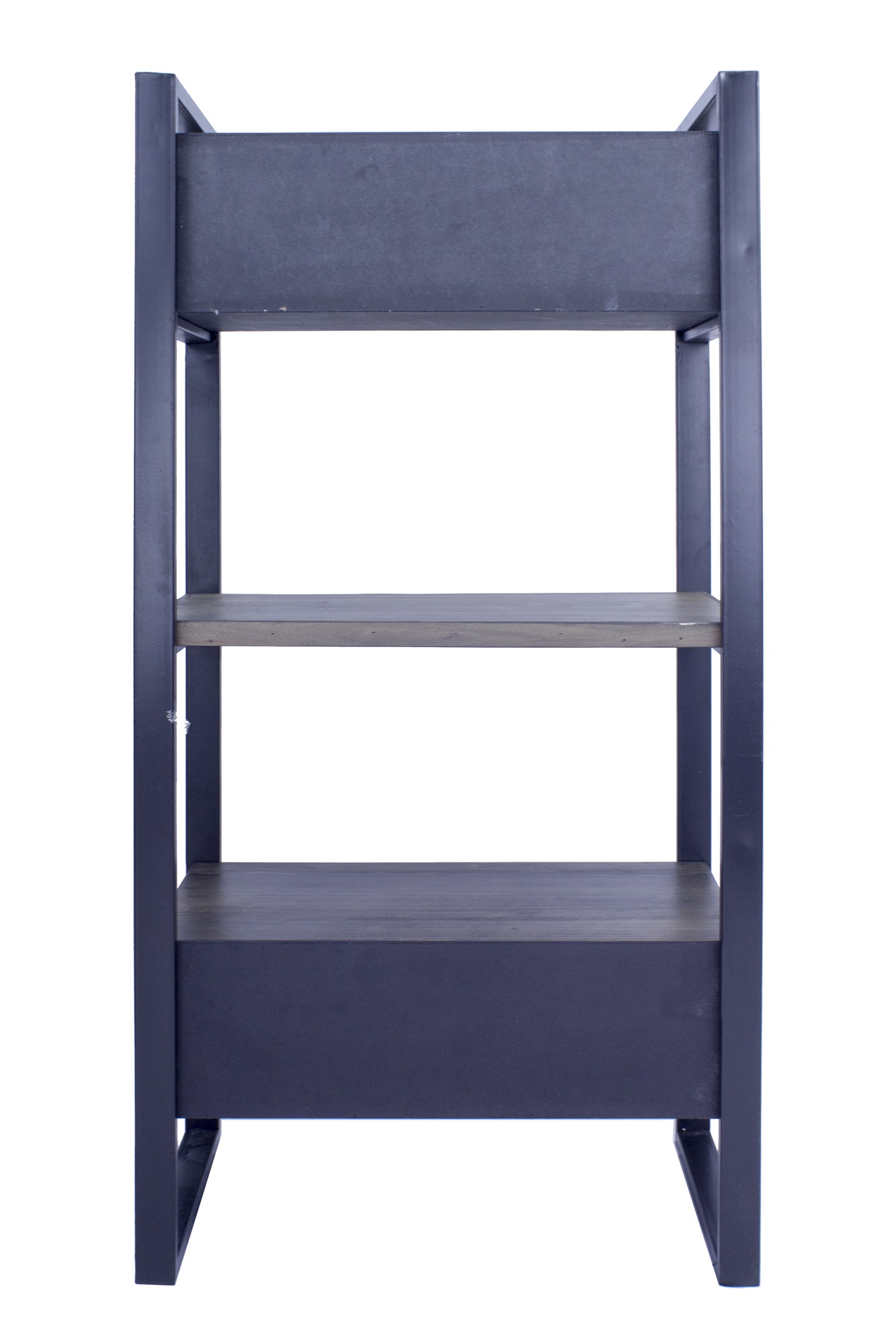 24" X 14.5" X 47.25" Brown Metal Wood MDF End Table with a Drawer and Shelves