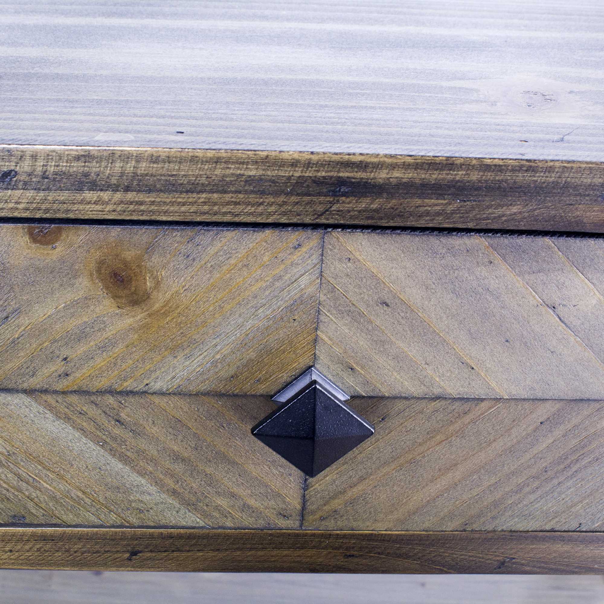 24" X 14.5" X 47.25" Brown Metal Wood MDF End Table with a Drawer and Shelves