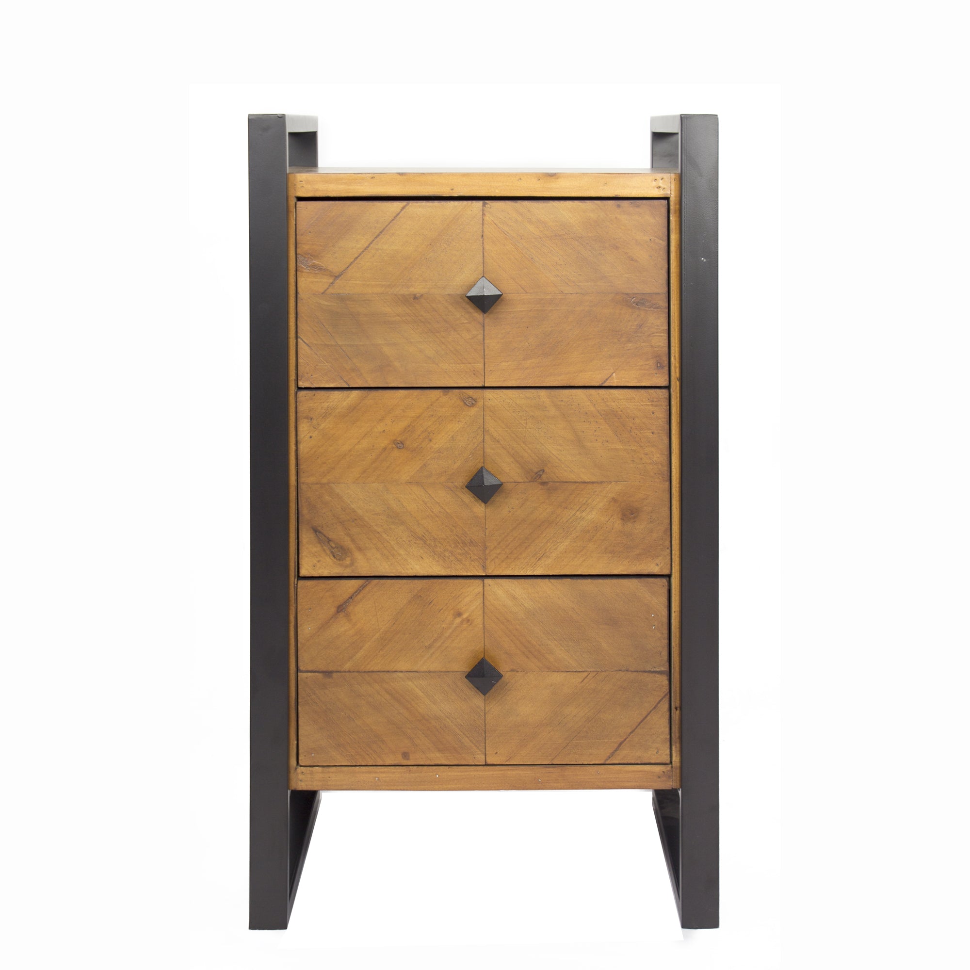 19.75" X 14.75" X 33.5" Gray Metal Wood MDF End Table with Drawers