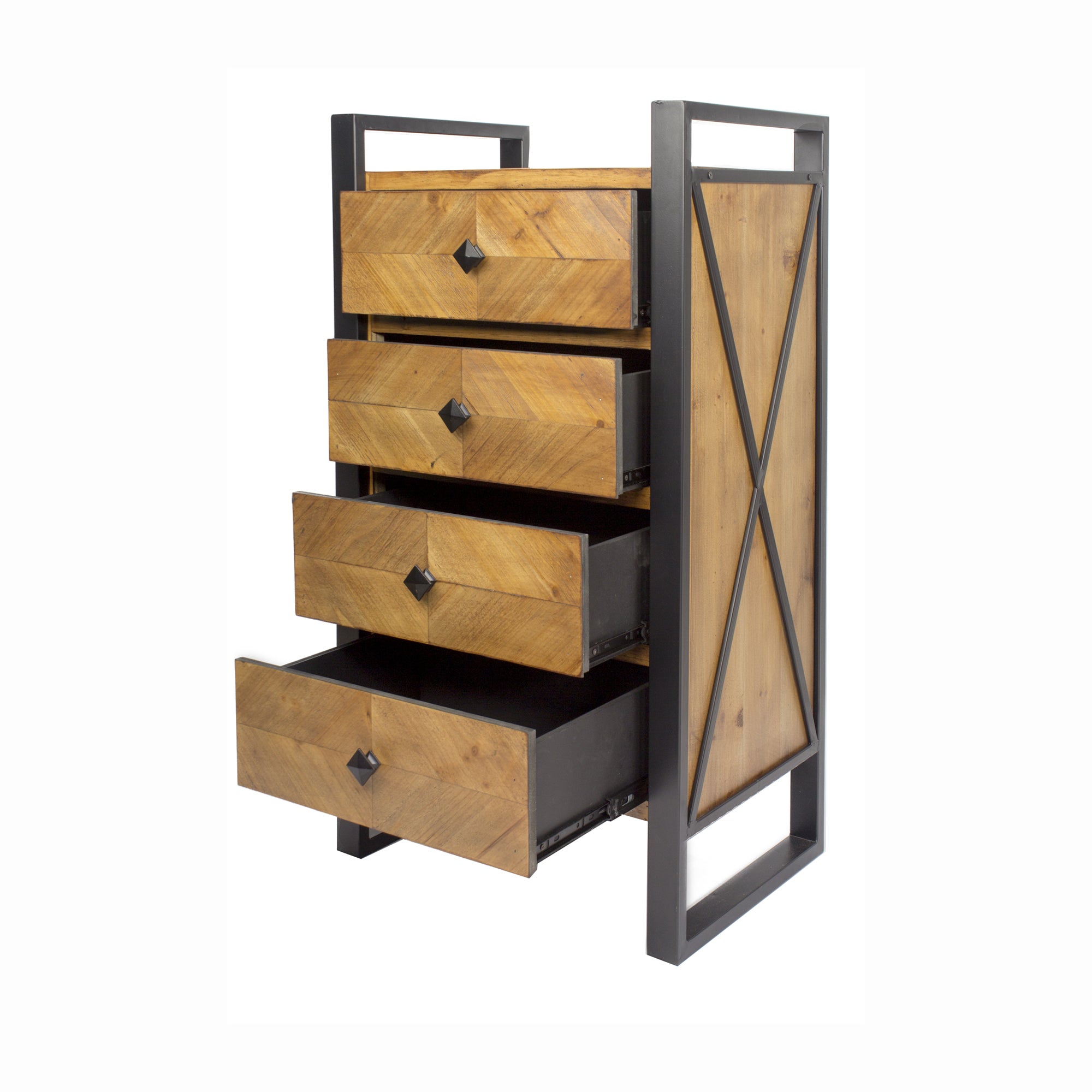 19.75" X 14.75" X 36.75" Gray Metal Wood MDF Metal Accent Cabinet with Drawers