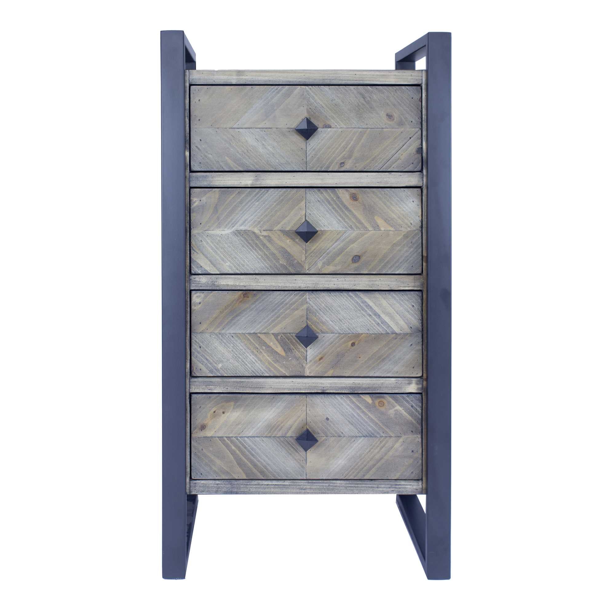 19.75" X 14.75" X 36.75" Brown Metal Wood MDF Metal Accent Cabinet with Drawers