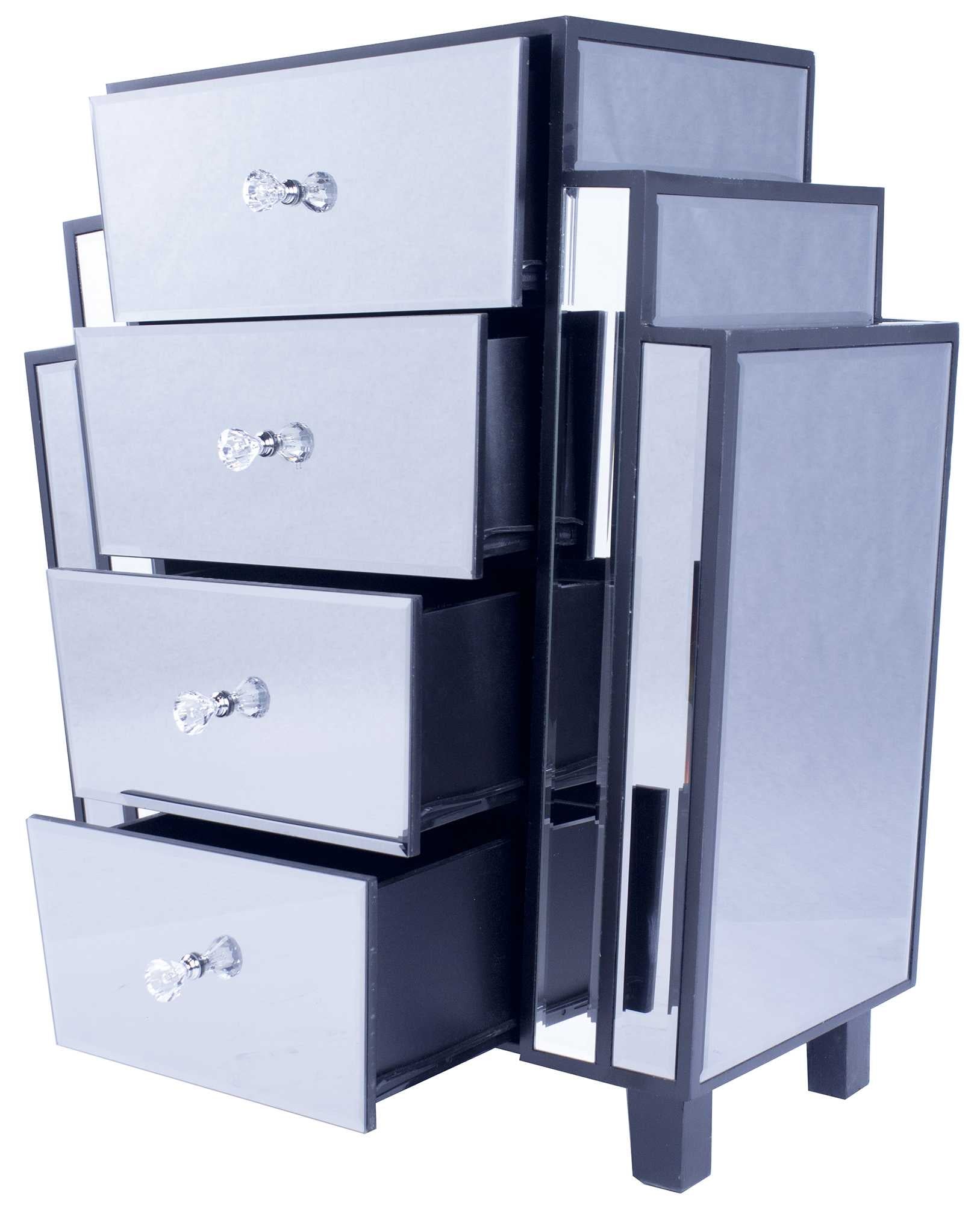 Grey with Grey Washed Water Hyacinth MDF Wood Mirrored Glass Accent Cabinet with  Drawers