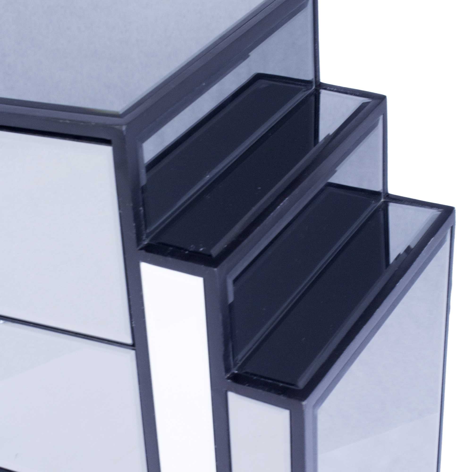 Grey with Grey Washed Water Hyacinth MDF Wood Mirrored Glass Accent Cabinet with  Drawers