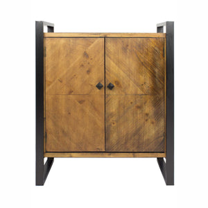 Natural and White Metal Wood MDF Sideboard with  Doors