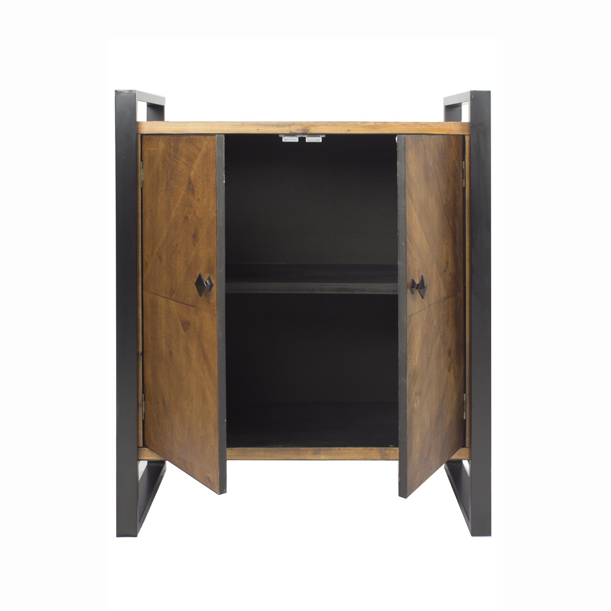 Natural and White Metal Wood MDF Sideboard with  Doors
