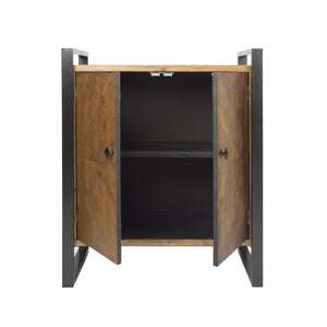Natural and White Metal Wood MDF Sideboard with  Doors