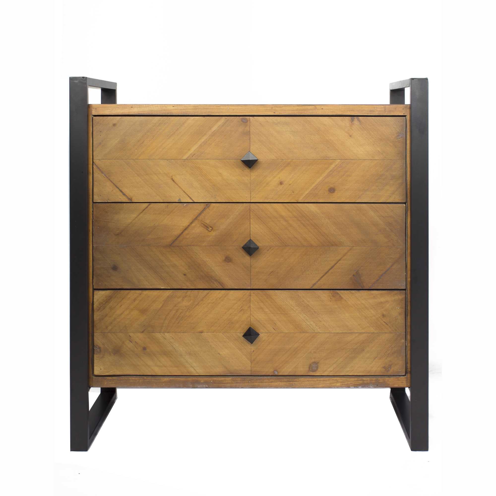 Natural Turquoise Metal Wood MDF Accent Cabinet with  Drawers