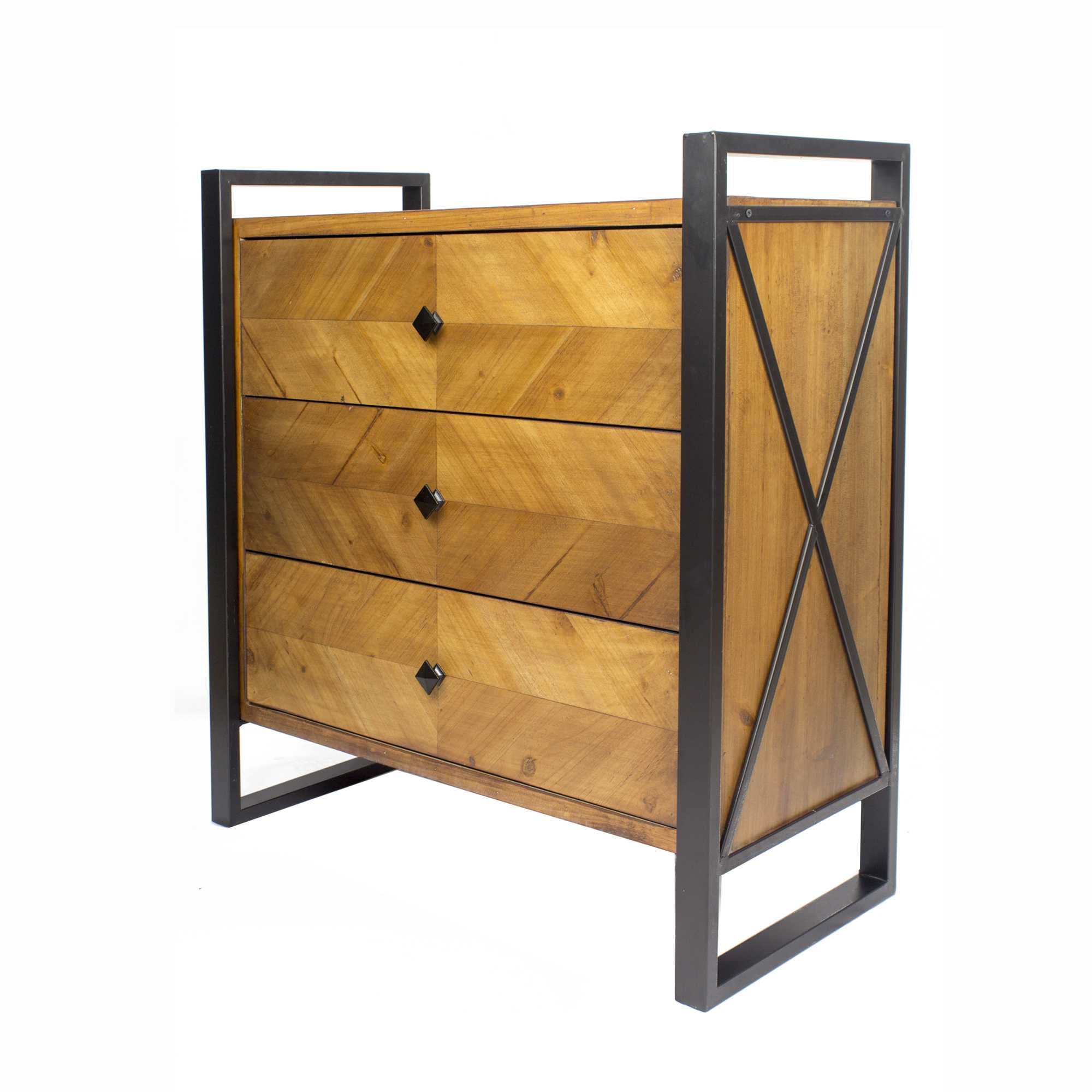 Natural Turquoise Metal Wood MDF Accent Cabinet with  Drawers